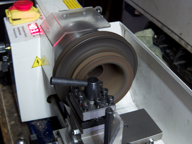 Turning down crank pulley for trigger wheel