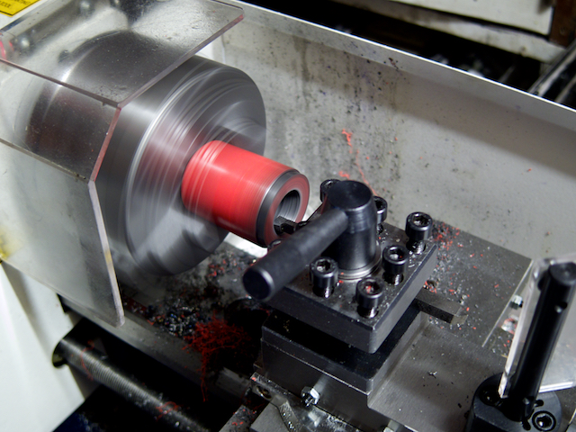 Boring the foot of the press to accept guide insertion tool