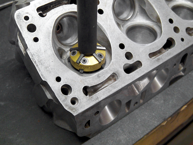 Using then Neway cutters to start recutting the seats. 20 deg top cut, 45 deg seat, and 70 deg throat.