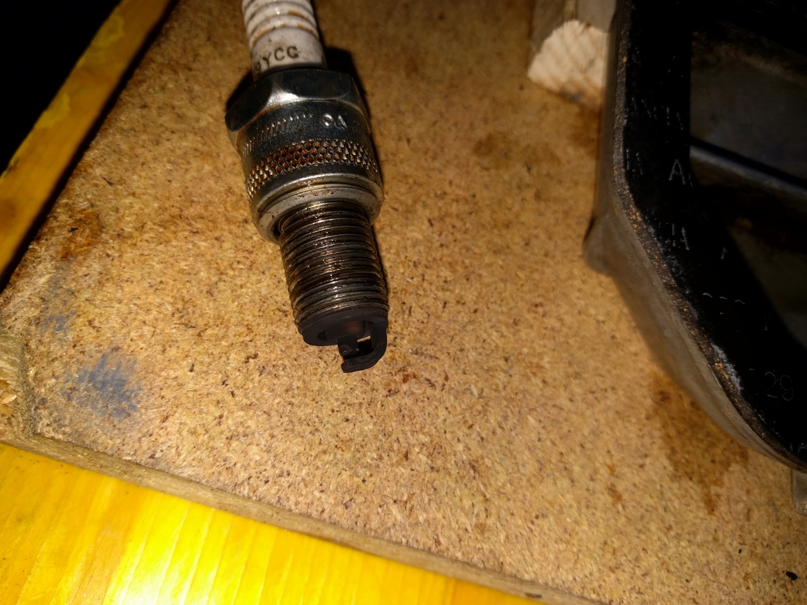 Sparkplug with carbon build up.