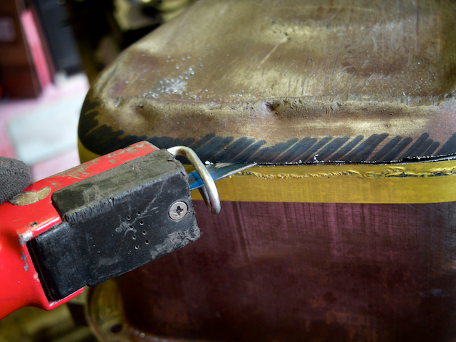 I cut about 20mm off the height based on the details in Guy's book. I ran some insulation tape around the perimeter as a guide for the air saw.