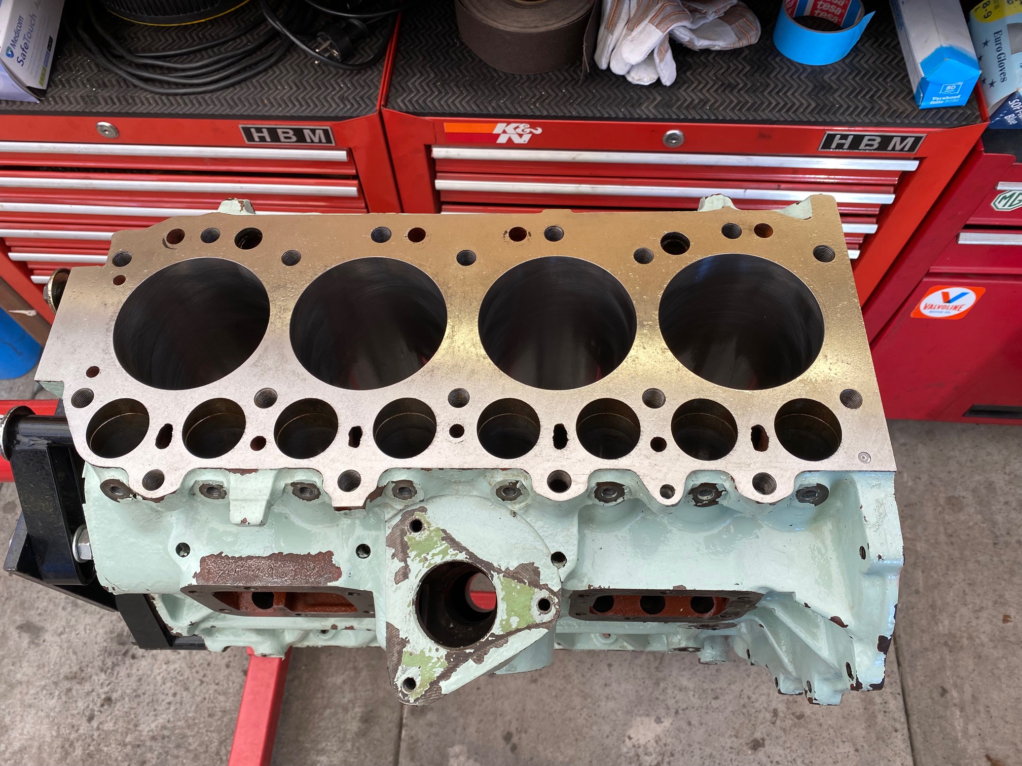 Back from the machine shop, decked, bored and cam bearings fitted